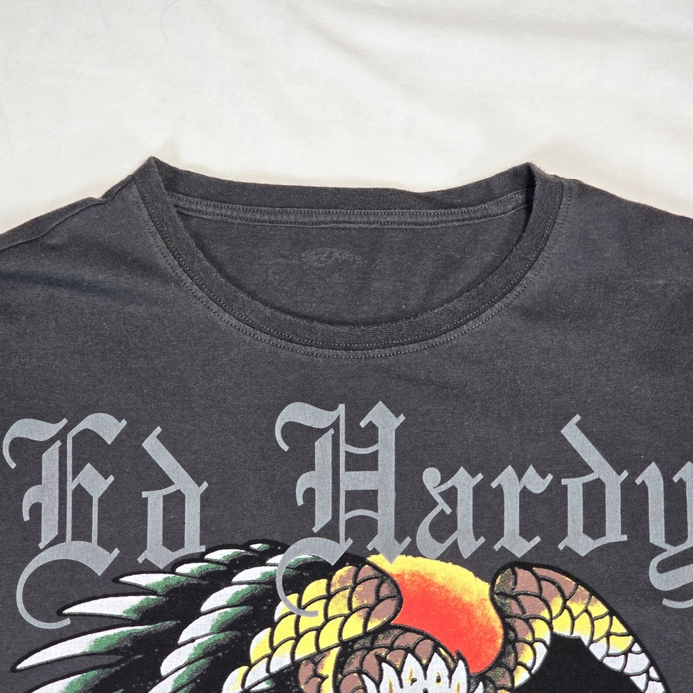 Ed Hardy Mens Skull Eagle Snake Graphic T-Shirt Black‎ Y2K EHMD1100-73 Size M - Picture 9 of 13